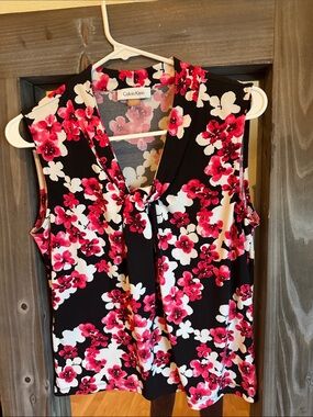 Calvin Klein Black Camisole with Pink and White Floral Print